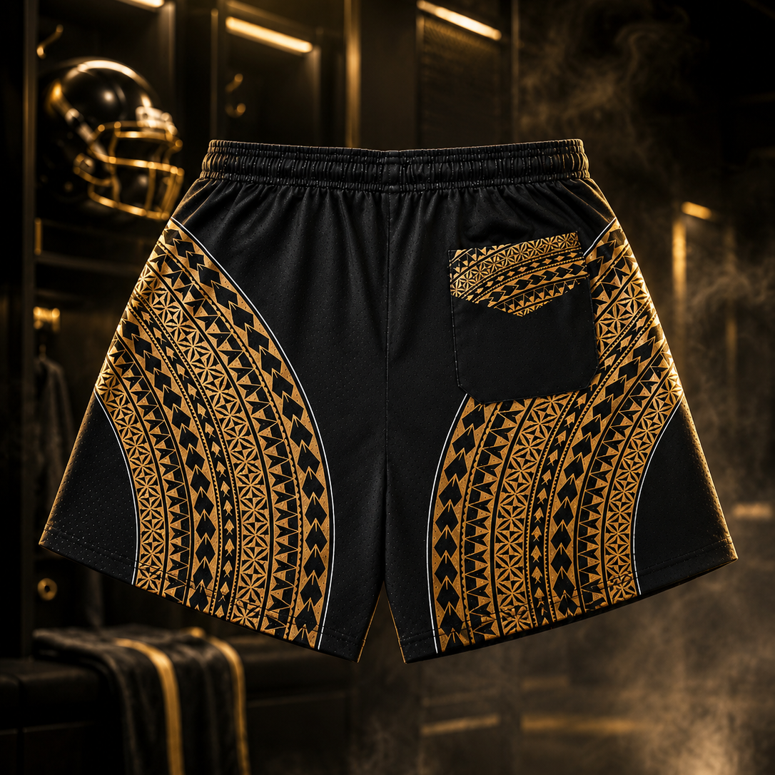 Black & Yellow Football Mesh Shorts