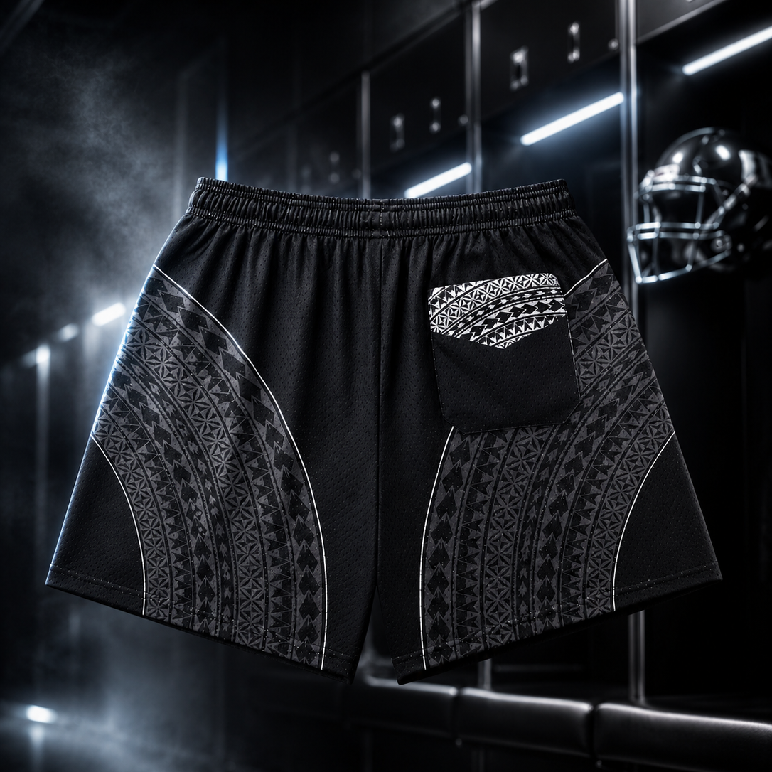 Black & Silver Football Mesh Shorts
