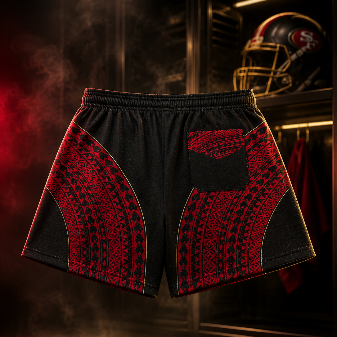 Black & Red Football Mesh Shorts