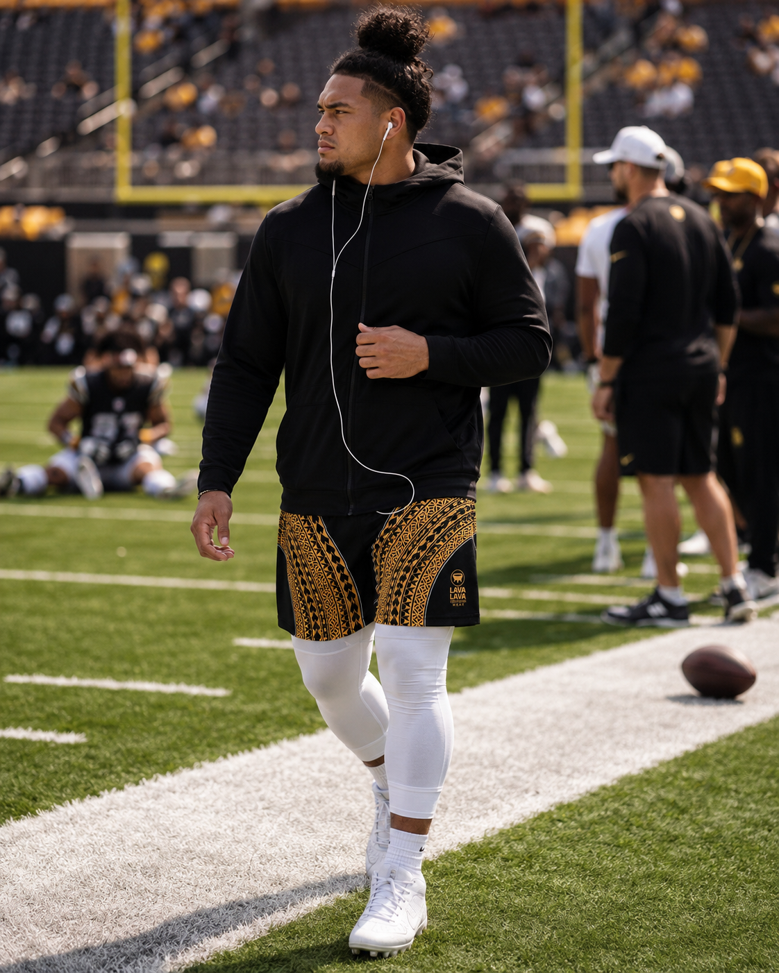 Black & Yellow Football Mesh Shorts