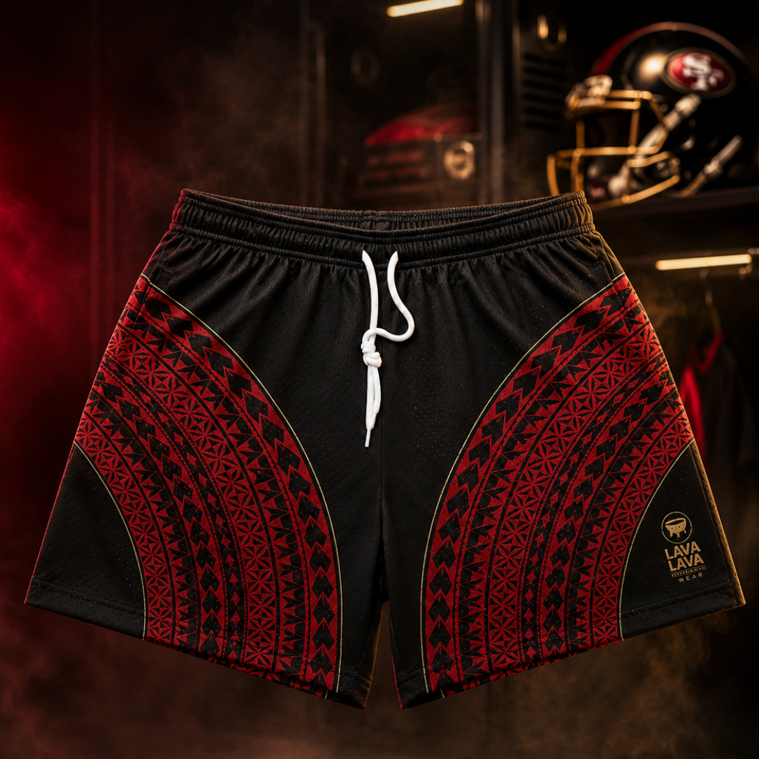 Black & Red Football Mesh Shorts